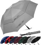 G4Free 62 Inch Portable Golf Umbrella Large Oversize Double Canopy Vented Windproof Waterproof Auto Open Folding Umbrellas(Gray)