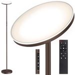 OUTON Floor Lamp Modern, LED Torchiere Lamp 30W 3000LM, Tall Standing Lamp with 4 Color Temperatures, Stepless Dimmable, Remote and Touch Control, 1H Timer for Living Room Bedroom Office, Bronze