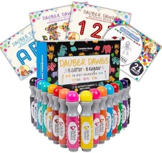 Washable Shimmer & Regular Dot Markers - 16 Pack Downloadable Activity Sheets For Kids, Toddler Art Activities, Preschool Children Arts Crafts Supplies Kit, Bingo Daubers Dabbers Dobbers, Dauber Dawgs