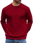 COOFANDY Crew Neck Shirts Long Sleeve Shirts for men Thermal Shirts Mens Sweater Mens Long Sleeve Shirts Red