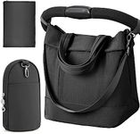 Diaper Bag Tote Large Travel Fashion Crossbody For Monther,Mommy Bags Outdoor Handbags With Insulated Bag And Changing Pad(Black)