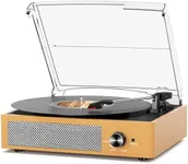 Vinyl Record Player with 2 Stereo Speakers Belt-Driven Vintage Turntables 3 Speed 3 Size Wireless Bluetooth Playback AUX-in RCA Out Headphone LP Vinyl Players Auto Stop Frosted Golden