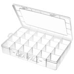 LEAWALL 36 Grid Cells Multipurpose Clear Transparent Plastic Storage Box with Removable Dividers Jewelry Box Organizer Storage Container