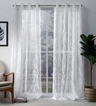 Exclusive Home Edinburgh Sheer Branch Burnout Grommet Top Curtain Panel Pair, 52"x108", Winter White