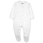 TuddyBuddy 100% Cotton Multi Color Romper Sleepsuit/Romper/Jumpsuit for Baby Boy & Baby Girl with In-Built Mittens (12 Months-18 Months, 1 Pc, Solid White/Plain White Sleepsuit)