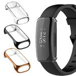 KZIOACSH Case for Fitbit inspire 3/Fitbit inspire 2 with Screen Protector, 3 Pack Soft TPU Bumper Protective Case All-Around Shockproof Thin Protective Case Cover Shell,Black+Clear+Rose Gold