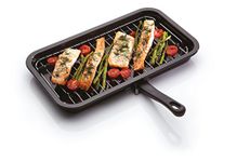 KitchenCraft KCGRILLPAN Universal Enamel Grill Pan with Detachable Handle, 40 x 23cm, Silver