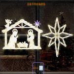 Christmas Decorations - 16" Christmas Window Silhouette Lights Decorations - 2 Pack Colour Lighted Nativity ＆ Bethlehem Star for Holiday Indoor and Outdoor Wall Door Window Decorate