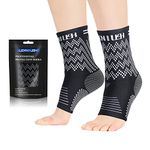 Silver Infused Ankle Brace Support for Men & Women (Pair), Best Ankle Compression Sleeve Socks for Plantar Fasciitis, Sprained Ankle, Achilles Tendonitis, Joint Pain Relief,Recovery, Sports