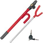 AllExtreme AE6008 Anti Theft Car Steering Wheel Lock with Keys Extendable Hook Universal Truck Van SUV Retractable Guard
