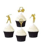 Gold Glitter Golf Cupcake Toppers -