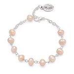 Mondo Cattolico - Rosary Bracelet Benedict During the Angelus of the Pope, Women's and Men's Bracelet with the Miraculous Virgin in Freshwater Pearls - Ideal as a Religious Gift, Wood