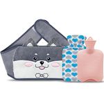 Hot Water Bottle with Belt,Hot Water Bottle with Wailt Cover Rubber Hot Water Bottle with Cover for Neck and Shoulder, Back, Legs,Waist Warm (Grey dbg)