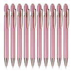 Cobee Rose Gold Ballpoint Pen with Stylus Tip, 10 PCS 1.0mm 2 in 1 Retractable Ball Point Pens Black Ink Metal Pen Medium Point Writing Pen Stylus Pen for Touch Screens School Office Gift Supplies