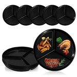 DLF. DONGLINFENG Round Compartmentalized Dinner Plates 9.6-Inch Black Portion Control Wheat Plastic Dinner Plates (Party Plates/Picnic Plates) Set of 8…