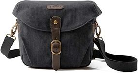 BAGSMART Camera Bag, SLR DSLR Canvas Crossbody Camera Case, Compact Camera Shoulder Bag with Rain Cover for Women and Men, Black