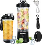 BlendLife Ultra Waterproof Portable Blender For Juices, Shakes, Smoothies. Pulse Mode Feature, LED Lights, 230W, 4000mah Battery, Inbuilt Sipper & Carry Handle, Convertible Jar 600ml - Black