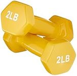 Amazon Basics Vinyl Hexagon Workout Dumbbell Hand Weight, 2-Pound, Yellow - Set of 2