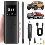 LiltsDRae Bike Pumps with Psi Gauge 150PSI, Portable Bicycle Pump, Mini Tire Inflator, Electric Air Compressor, Auto Shut-Off Air Pump with Presta & Schrader & Dunlop Valve… B09QXK5PR5 (7800mAh Battery Cordless &12V DC)