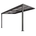 Primrose 13.1ft x 9.8ft Anthracite Veranda Garden Canopy with Retractable Sliding Roof - Lean to Wall