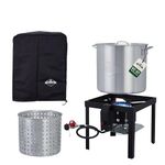 Hike Crew 60QT Outdoor Boiling Kit with Igniter| 110,000 BTU Seafood Boiler Set for Steaming or Cooking Fish, Crawfish, Crab & More | Includes Pot, Lid, Strainer, Burner Stand and Storage Cover