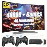 JVSURF Wireless Retro Game Console, 128G Game Stick with Built-in 40,000 Games, 40+ Emulators, Dual Wireless Controllers, Plug & Play Video Game Consoles, 4K HDMI Nostalgia Stick Game for TV