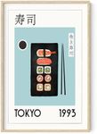 HAUS AND HUES Sushi Wall Decor- Modern Kitchen Food Print, Food Wall Art Aesthetic for Dining Room Wall Art and Kitchen Wall Art, Food Poster Wall Decor (Beige Frame, 24x36)