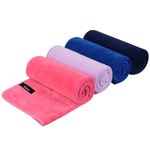 VIVOTE Microfibre Gym Towel Sports Towel Super Absorbent Workout Sweat Towel Ultra Soft Multi-Purpose Women Fitness Workout Travel 4 Pack 40 X 80 CM (Dark Blue + Navy Blue + Pink + Purple)