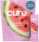 Cure Hydration | Plant-Based Electrolyte Drink Mix | No Added Sugar | Dehydration Relief Powder Made with Coconut Water | Non-GMO | Vegan | FSA & HSA | Pouch of 14 Packets - Watermelon