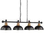 FEMILA 4-Light Pool Table Lights for 7ft/8ft Table, 48" Modern Billiard Llight Kitchen Island Pendant Light, Black Hammered Metal Shade, Hanging Pool Table Lamp for Game Room,Kitchen, Bar, Coffee Shop