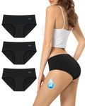 TANSTC Period Pants Heavy Flow 60ML Absorbency Period Underwear for Women Extra Protection Soft Breathable Leakproof Washable Menstrual Knickers Postpartum Underwear Pack of 3,Black,L