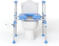 Heavy Duty Toilet Seat Riser for Seniors, Anti-Wobble Standalone Raised Toilet Seat with Handles, Adjustable Padded Commode Safety Frame for Bariatric, Handicap & Surgery Recovery