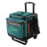 Titan by Arctic Zone Deep Freeze 60 (50+10) Can Wheeled Cooler - Collapsible Rolling Cooler with Wheels and All-Terrain Cart, Pine