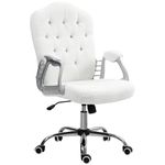 Vinsetto Office Chair, Teddy Fleece Computer Chair, Button Tufted Desk Chair with Swivel Wheels, Adjustable Height, Tilt Function, White