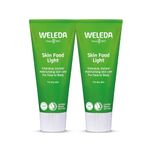 Weleda Skin Food Light Twin Pack, Dry Skin Moisturiser, Moisturising Cream & Primer, Face & Body, For Men & Women, Multiple Uses, Certified Natural, 2 x 75ml