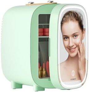 LIGIANT Skincare Fridge, With 3-Level Dimmable LED Light Mirror, Low Noise Mini Fridge, 4L Large Capacity, Cooler & Warmer, Portable Design for Multiple Uses - Bedroom, Office, and Travel