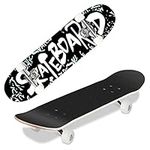 Hikole Teens Girls Boys Beginner Skateboard 31" x 8" Full Cruiser Board Concave Double Kick 7 Layer Canadian Maple ABEC-7 Bearing