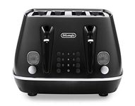 De'Longhi Distinta X CTIN4003.BK Designer 4 Slice Toaster, Variable Browning Control, Reheat/Defrost/Bagel Function -Black