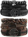 HZMAN Mix 6 Wrap Bracelets Men Women, Hemp Cords Wood Beads Ethnic Tribal Bracelets Leather Wristbands (Tree of Life)