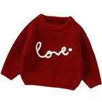 Yaopelky Toddller Girls Pullover Sweater Infant Embroidery Letter Knit Tops Crewneck Long Sleeve Fall Winter Clothes (UK, Age, 6 Months, 9 Months, Red)