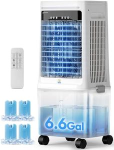 EXNOS 3-in-1 Portable Evaporative Air Cooler - 2000 CFM Swamp Cooler with Remote Control, 6.6-Gal Dual Tank, 4 Ice Packs, 12H Timer, 2 Modes 3 Speeds, Oscillating Cooling Fan for Large Room, Outdoor