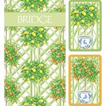 Caspari Citrus Topiaries Large Type Bridge Gift Sets - 2 Playing Card Decks & 2 Score Pads