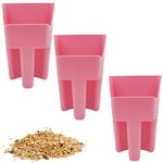 Feed Scoop 3Pcs Plastic Enclosed Grain Scoop 3 Quart Heavy Duty Stackable with Handle Animal Feed Scoop for Horse Chicken Goat Ranchers Livestock Homesteaders Feeding Supplies Livestock Farmers (Pink)