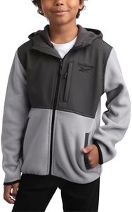 Reebok Boys' Jacket - Warm Polar Fleece Zip Up Hoodie Jacket for Boys - Lightweight Athletic Boy's Comfort Hoodie (4-20), Size 10-12, Grey