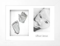 Baby Casting Kit with White 12x9" Shadow Box Display Frame, Silver Paint for Hand, Foot Casts by BabyRice (White/White)