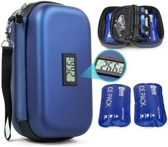 Gosemai Insulin Cooler Travel Case TSA Approved Medication Diabetic Cooler For Travel With Thermometer Temperature Display Refrigerated Medicine Organizer Bag With 2 Ice Pack