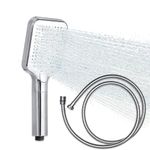 AQUALONA® Chrome Narva Handheld Shower Head with Hose - Boosts Water Pressure - Rub Clean Technology - Standard BSP Connection - Adult, Children, Pet, Home, Gym - 3 Spray Patterns - Universal