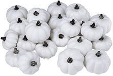 24 Pcs Harvest White Mini Artificial Baby Boo Pumpkins Rustic Decorative Pumpkins Foam Pumpkins for Fall Autumn Halloween Thanksgiving Table Centerpiece Wreath Decor Bowl Fillers DIY Projects