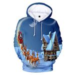 Christmas Hoodies for Women Men UK 2023 Funny Christmas Tree Print Santa Elf Jumper Novelty Graphic Sweatshirt Hooded 3D Reindeer Hoodie Pullover Sweater Tops Xmas Jumpers with Pocket