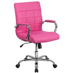 Flash Furniture GO-2240-PK-GG Mid Back Pink Vinyl Executive Swivel Office Chair with Chrome Arms, 40 x 23 x 24